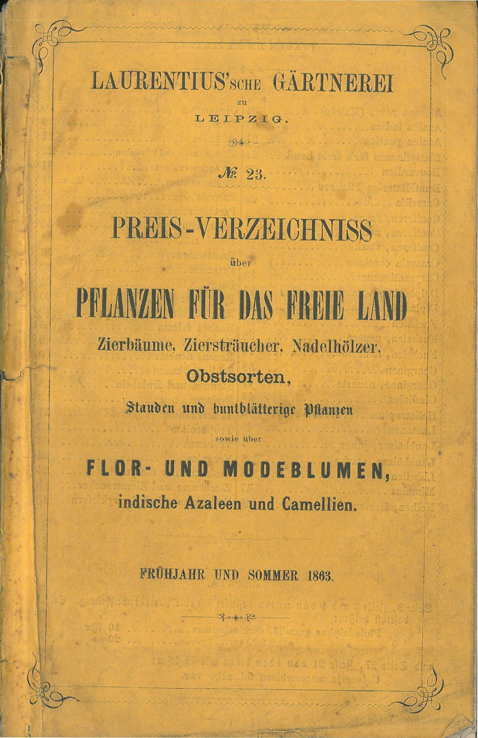 Titelbild Laurentius'sche Gärtnerei Leipzig 1863