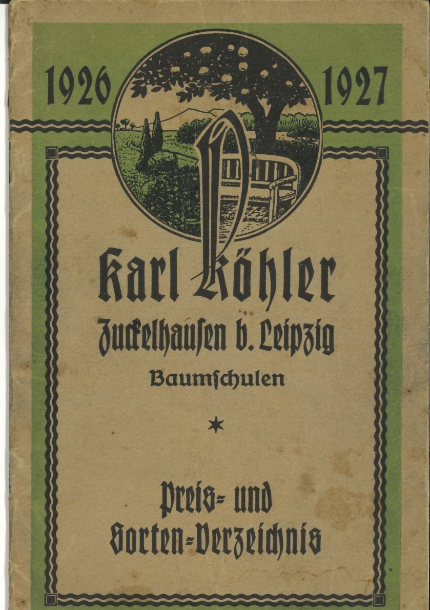Titelbild des Katalogs der Baumschule Köhler in Zuckelhausen bei Leipzig 1926/1927