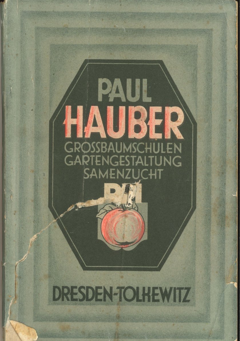 Titelbild des Katalogs der Baumschule Paul Hauber in Dresden, 1927