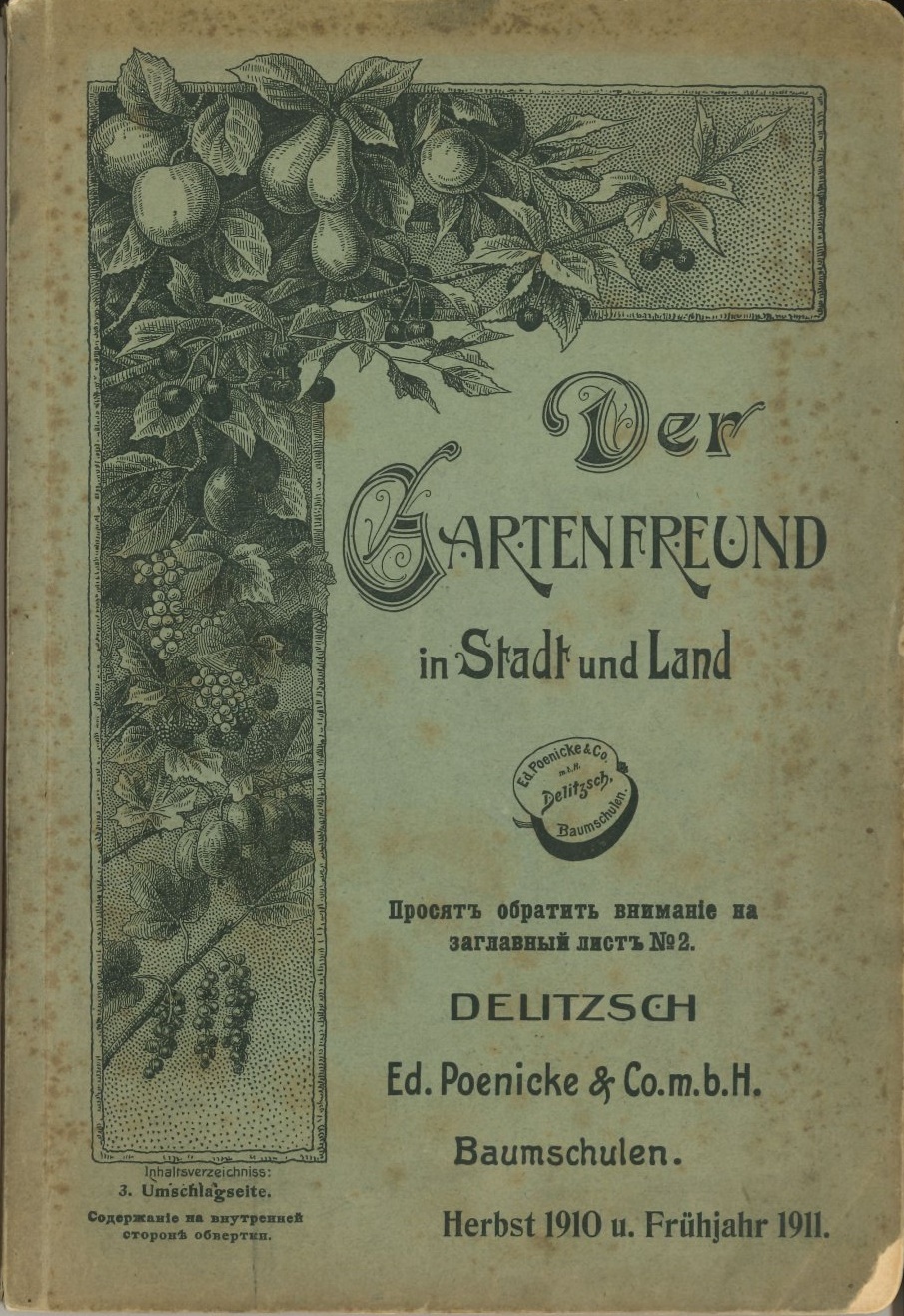 Titelbild Baumschulkatalog Poenicke in Delitzsch, 1910