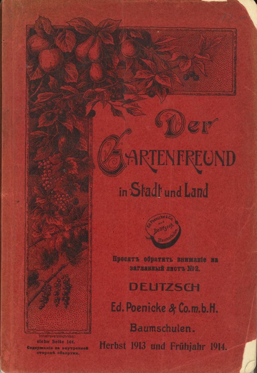 Titelbild Baumschulkatalog Poenicke in Delitzsch, 1913/1914
