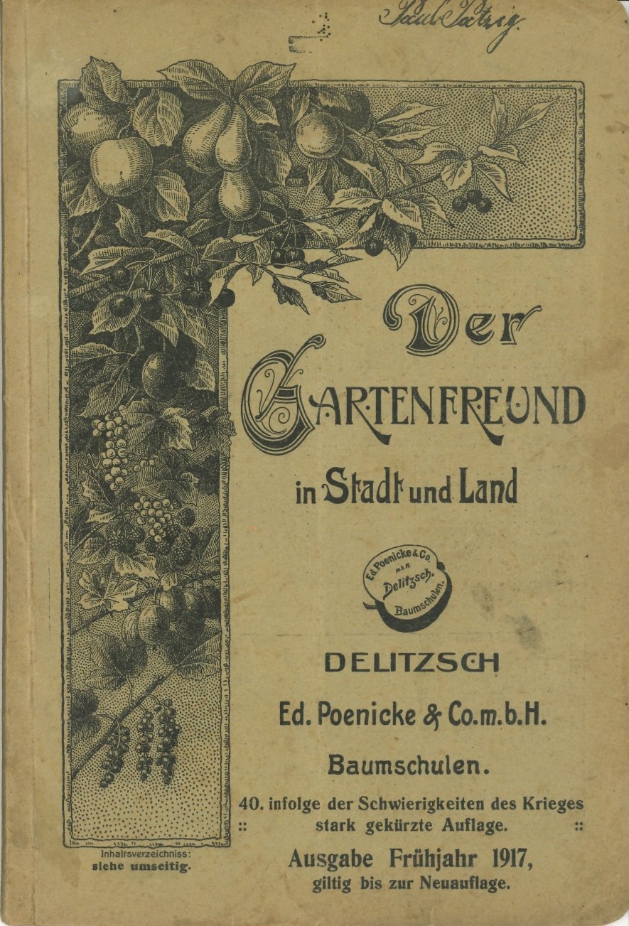 Titelbild Baumschulkatalog Poenicke in Delitzsch, 1917