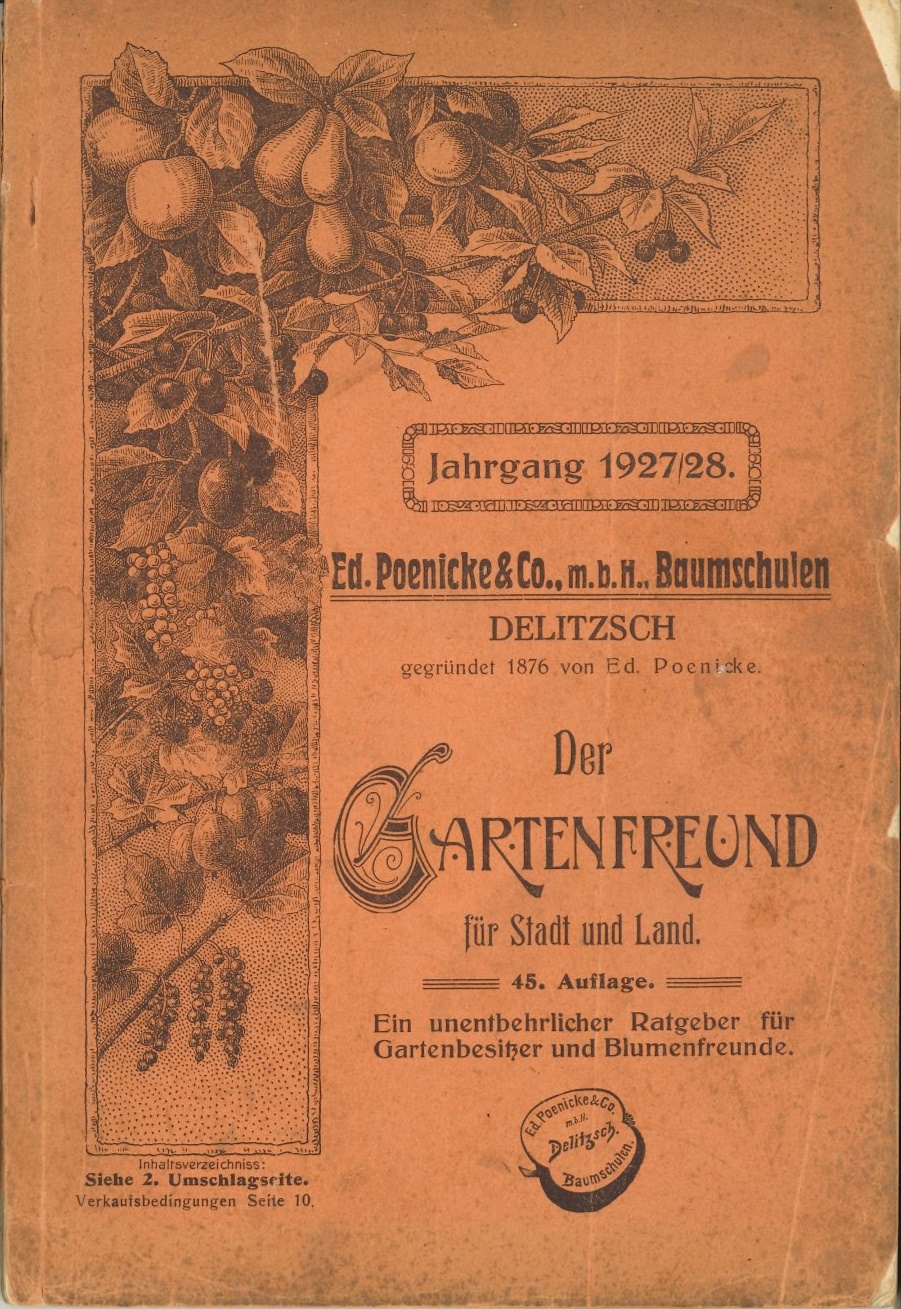 Titelbild Baumschulkatalog Poenicke in Delitzsch, 1927/1928