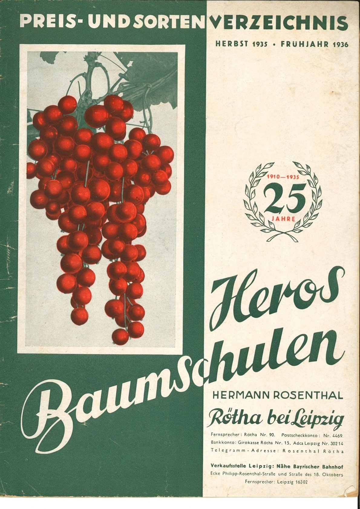 Titelbild Katalog der Heros Baumschulen Rötha 1935