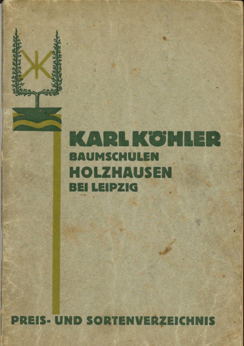 Titelbild des Baumschulkatalogs Karl Köhler in Holzhausen bei Leipzig, 1936